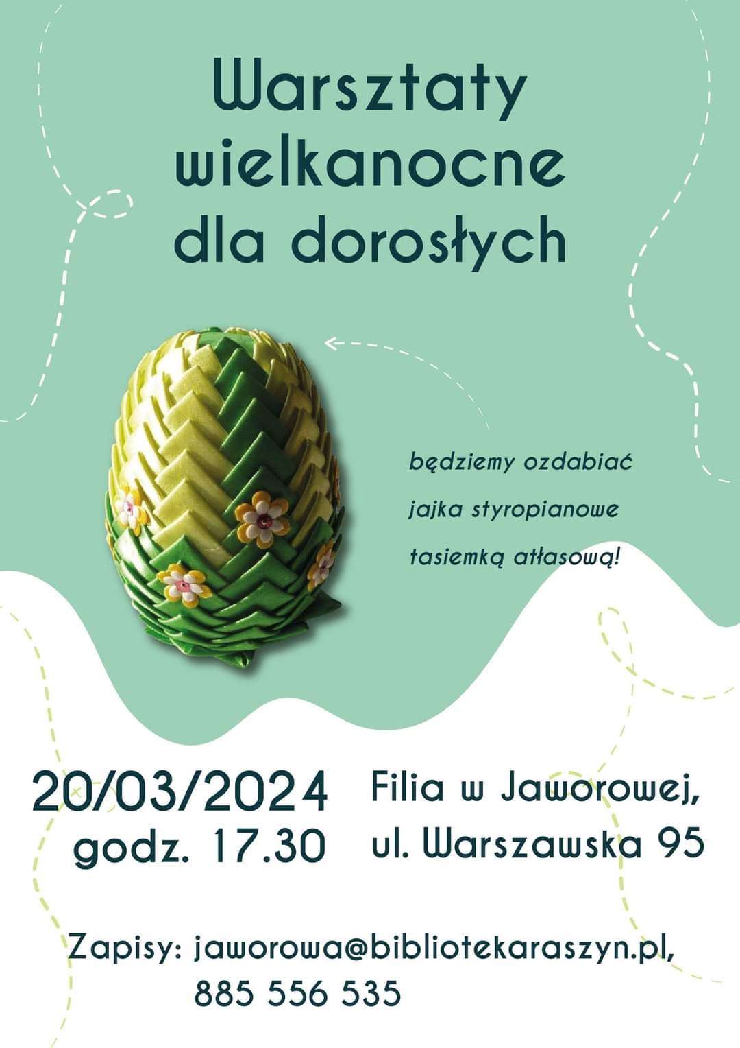 Plakat: Warsztaty wielkanocne dla dorosłych w Jaworowej