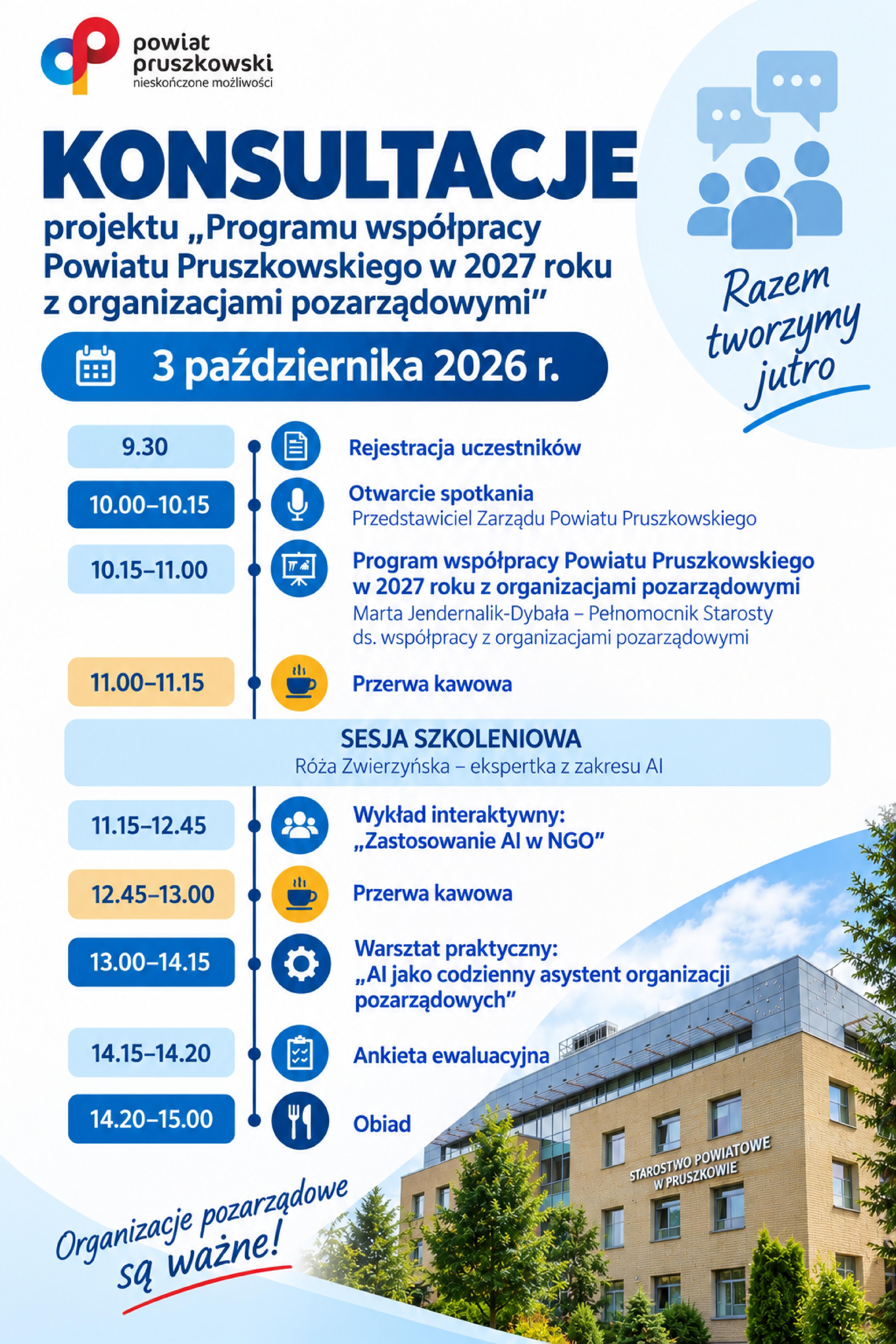Konsultacji projektu „Programu współpracy Powiatu Pruszkowskiego w 2027 roku z organizacjami pozarządowymi”