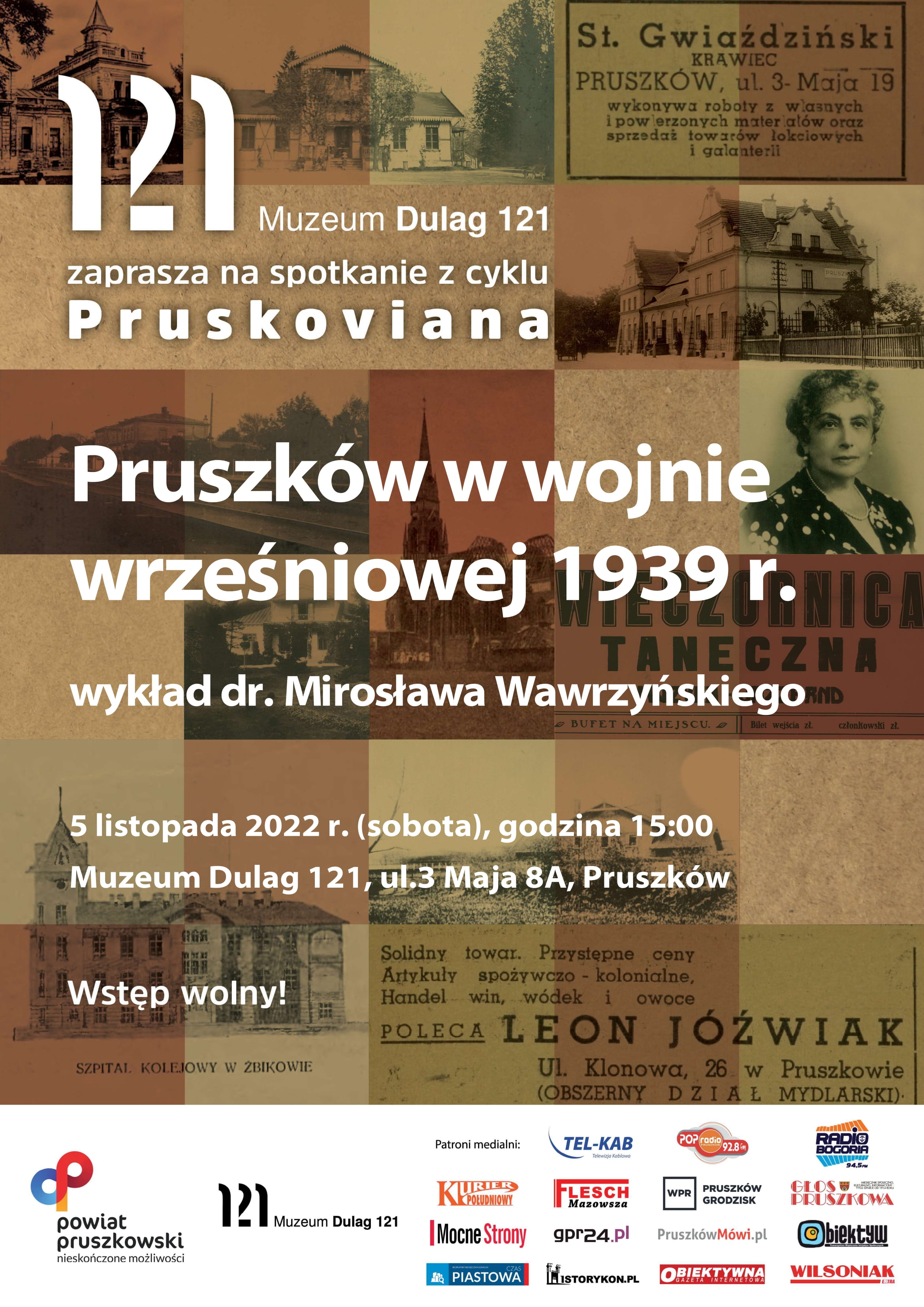 Plakat: Pruszków w wojnie wrześniowej 1939 roku kiedy: 5.11.2022 godz. 15