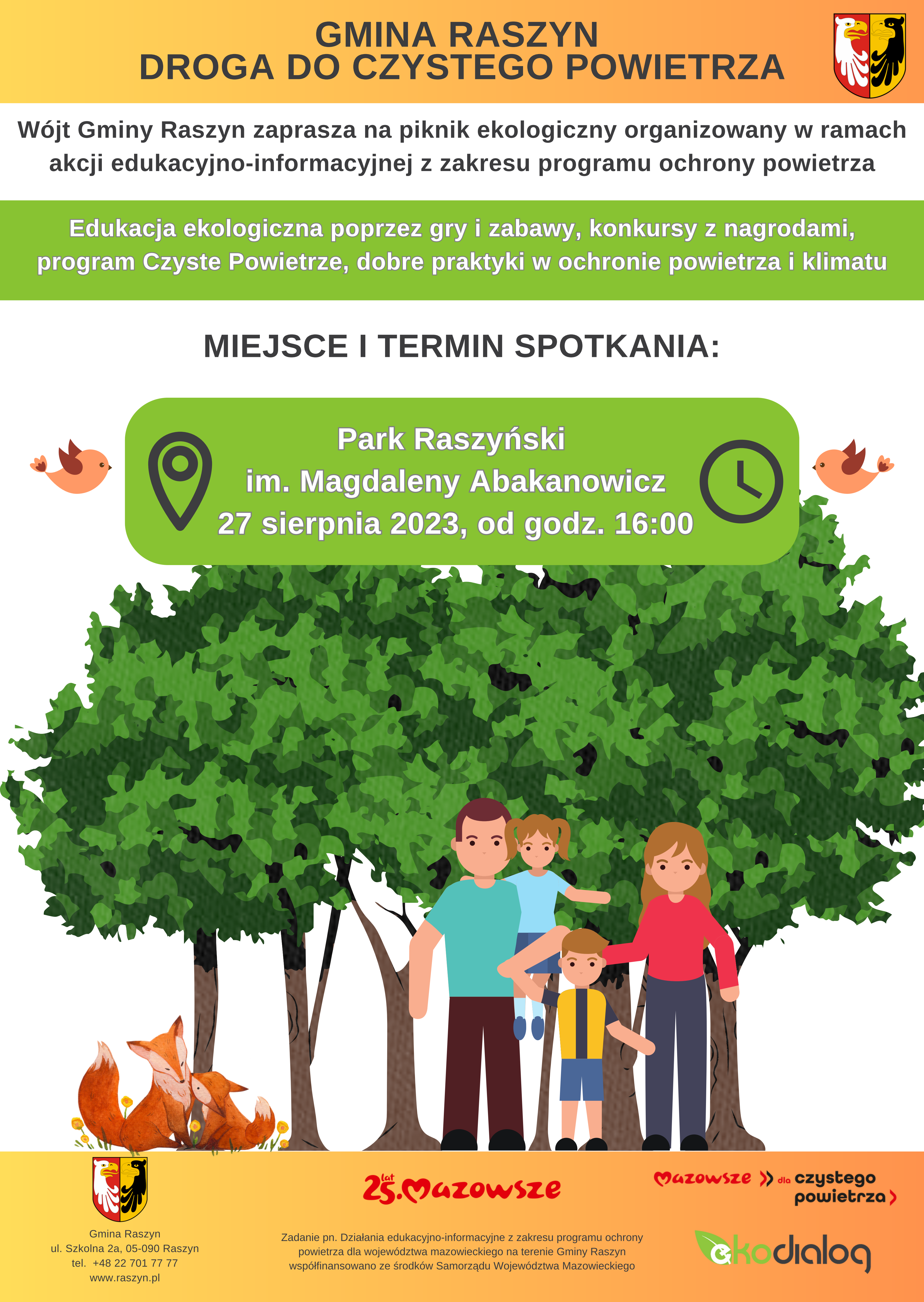 Plakat: Piknik ekologiczny w ramach akcji edukacyjno-informacyjnej z zakresu programu ochrony powietrza
