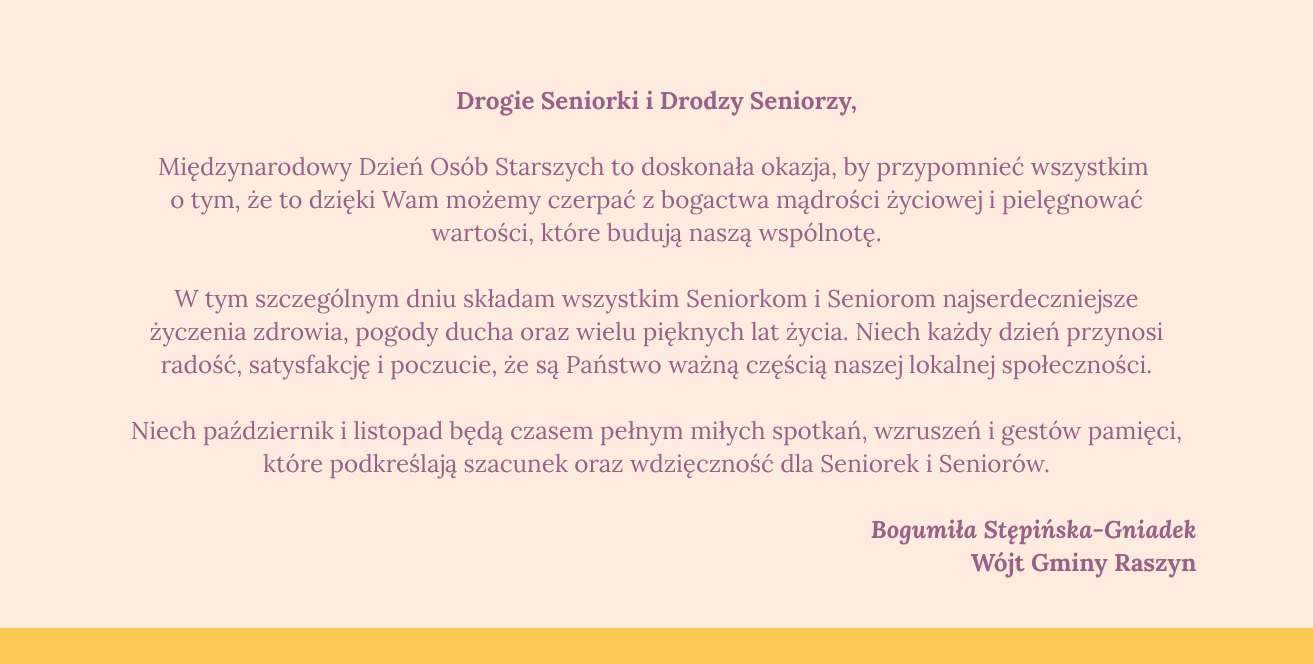 Październik miesiącem osób starszych – życzenia Wójt dla Seniorek i Seniorów