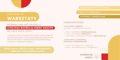 Zaproszenie na warsztaty dotyczące aktualizacji Strategii Rozwoju Gminy Raszyn na lata 2022–2030