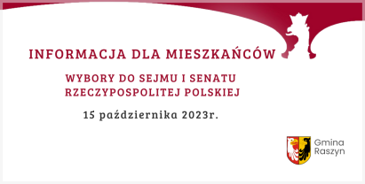 Plakat: Wybory do Sejmu i Senatu Rzeczypospolitej Polskiej na terenie Gminy Raszyn
