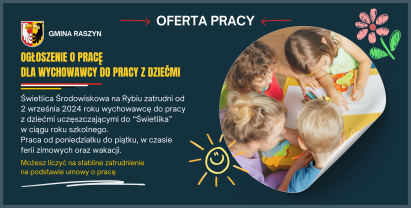 Ogłoszenie o naborze - wychowawca do pracy z dziećmi uczęszczającymi do Świetlicy Środowiskowej "Świetlik"