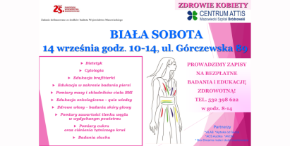 Biała sobota - dzień otwarty dla pacjentów (profilaktyka nowotworów złośliwych)