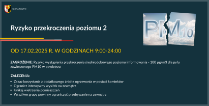 UWAGA! WYSOKI POZIOM ZANIECZYSZCZENIA POWIETRZA!