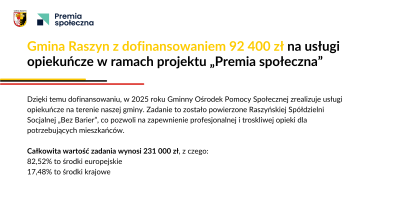 Dofinansowanie dla Gminy Raszyn na usługi opiekuńcze!