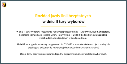 Rozkład jazdy linii bezpłatnych w dniu II tury wyborów