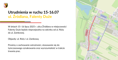 Utrudnienia w ruchu – ul. Źródlana, Falenty Duże