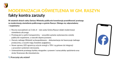 Modernizacja oświetlenia w gminie Raszyn – fakty kontra zarzuty