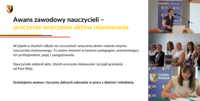 Uroczystość wręczenia aktów nadania stopnia nauczyciela mianowanego