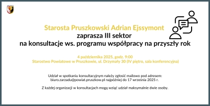 Starosta zaprasza III sektor na konsultacje ws. programu współpracy na przyszły rok