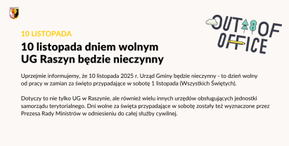 10 listopada (poniedziałek) dniem wolnym za Wszystkich Świętych (sobota)