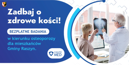Plakat: Bezpłatne badania w kierunku osteoporozy dla mieszkańców Gminy Raszyn