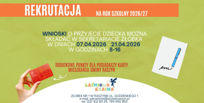Rekrutacja do Żłobka Nr 1 „Baśniowa Kraina” na rok szkolny 2026/2027