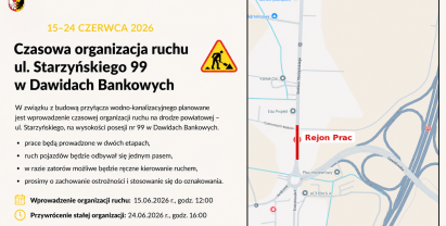 Czasowa organizacja ruchu na ul. Starzyńskiego w Dawidach Bankowych