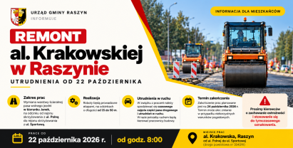 Remont nawierzchni al. Krakowskiej w Raszynie. Czasowe utrudnienia w ruchu