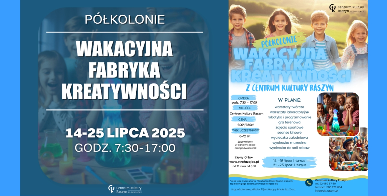 Półkolonie WAKACYJNA FABRYKA KREATYWNOŚCI z CKR 2025