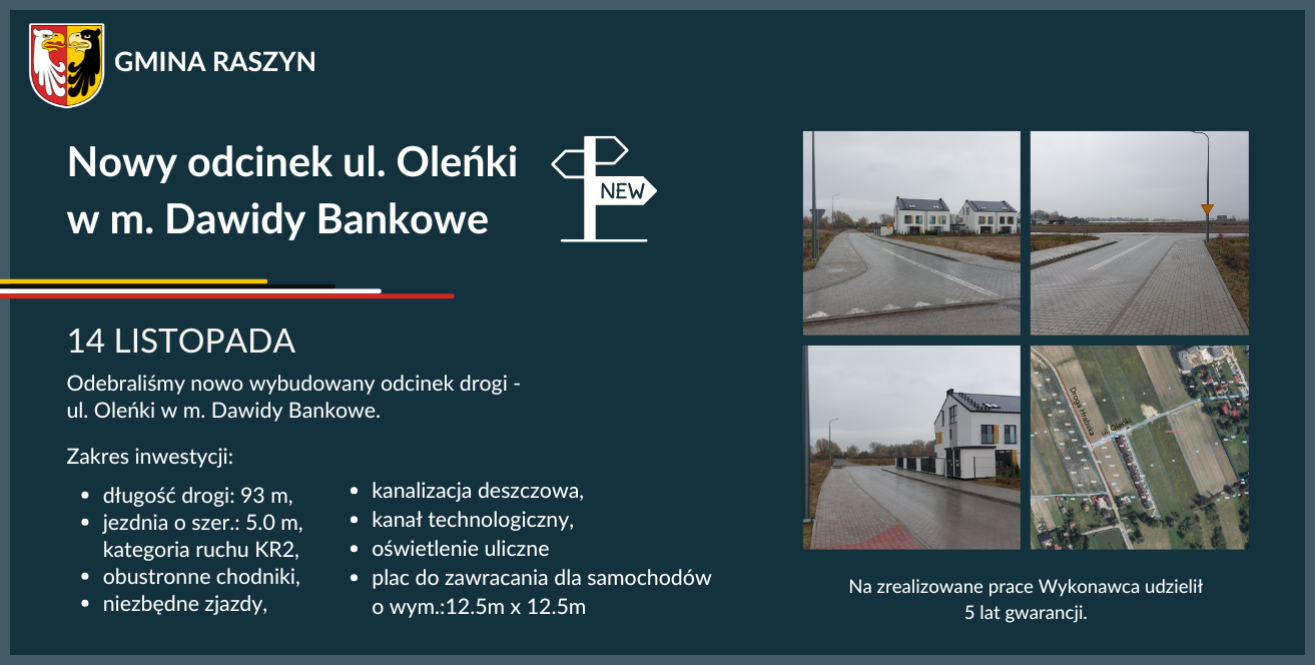 Odbiór nowego odcinka ul. Oleńki w Dawidach Bankowych