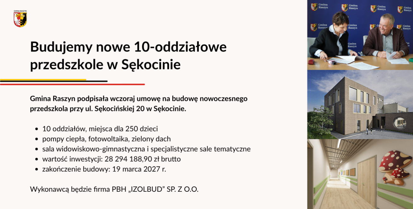 Podpisanie umowy na budowę nowego przedszkola w Sękocinie