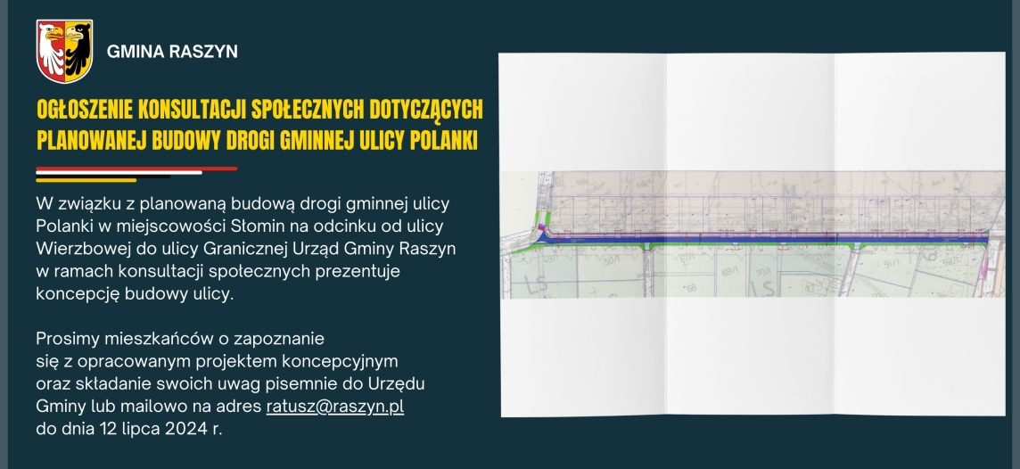 Konsultacje społeczne w sprawie planowanej budowy drogi gminnej ul. Polanki w Słominie