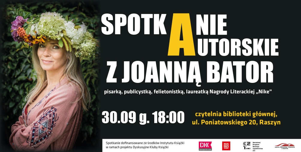 Spotkanie autorskie z Joanną Bator plakat