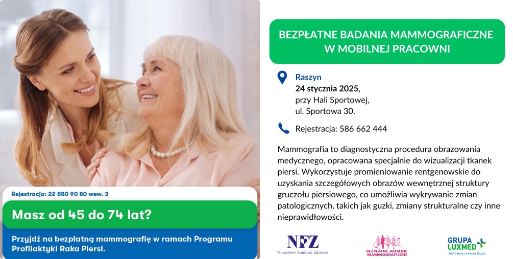 Bezpłatne badania mammograficzne w mobilnej pracowni