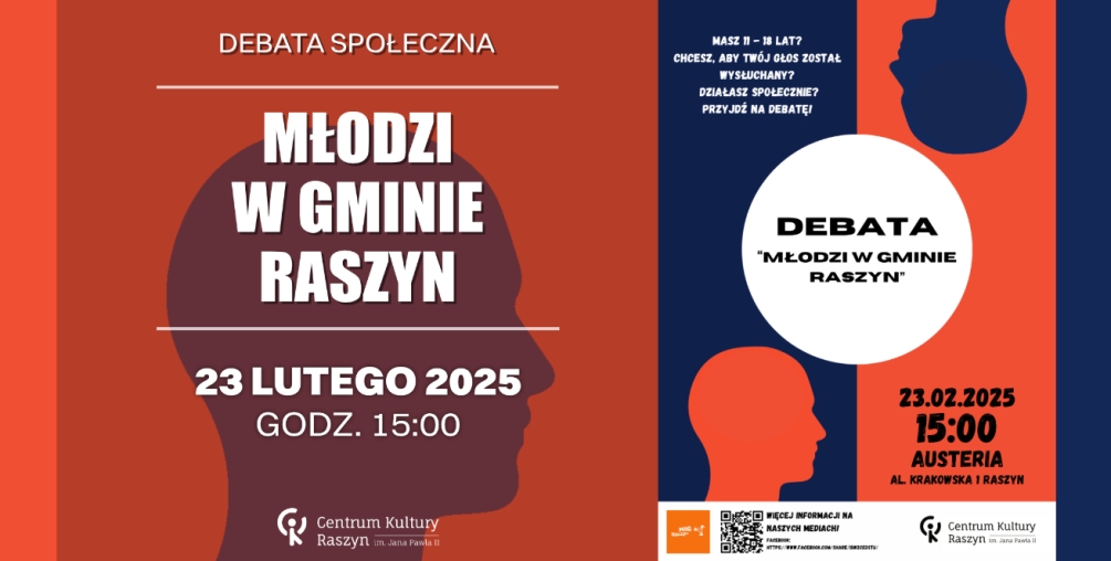 Centrum Kultury Raszynrazem z Młodzieżową Radą Gminy Raszyn zapraszają na debatę "Młodzi w Gminie Raszyn"