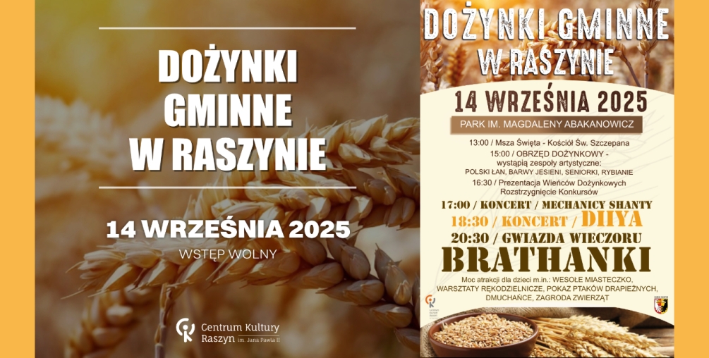 Centrum Kultury Raszyn zaprasza na Dożynki 2025