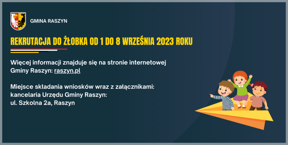 Plakat: Rekrutacja dzieci do Żłobka Nr 1  "Baśniowa Kraina" w Raszynie