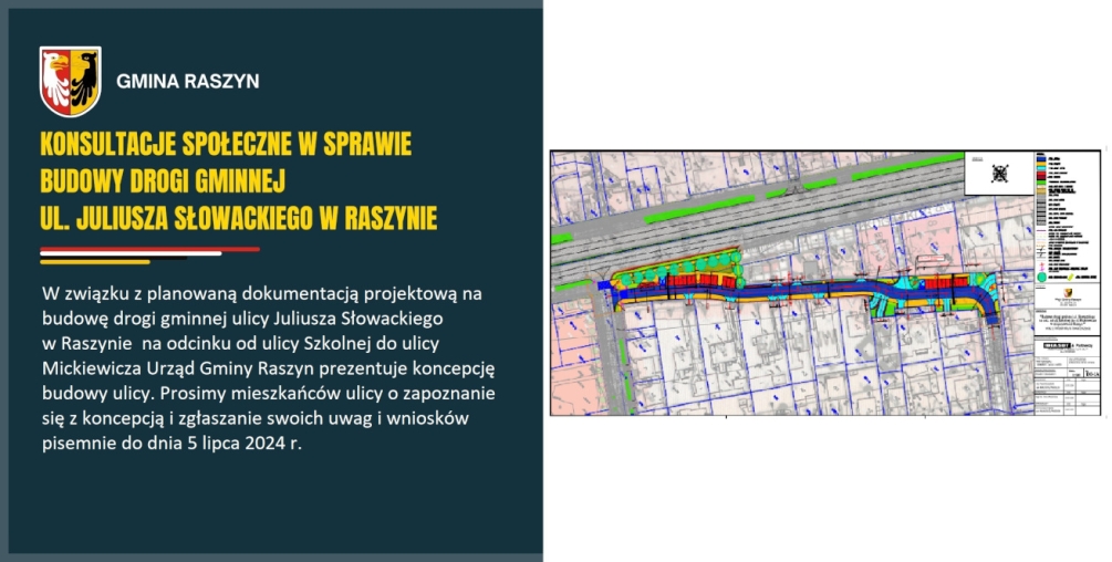 budowy drogi gminnej ul. Juliusza Słowackiego w Raszynie
