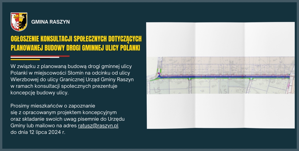 Konsultacje społeczne w sprawie planowanej budowy drogi gminnej ul. Polanki w Słominie