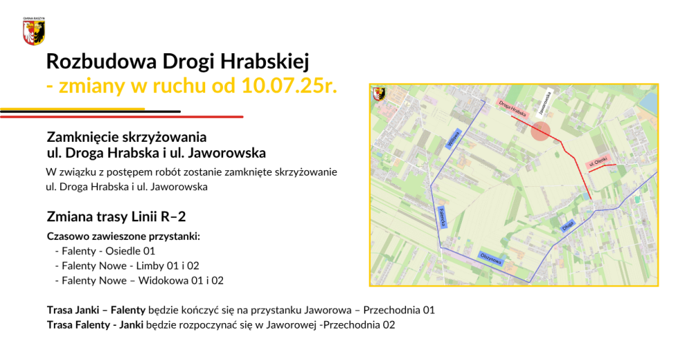 Rozbudowa Drogi Hrabskiej - zmiany w ruchu od 10.07.25r.