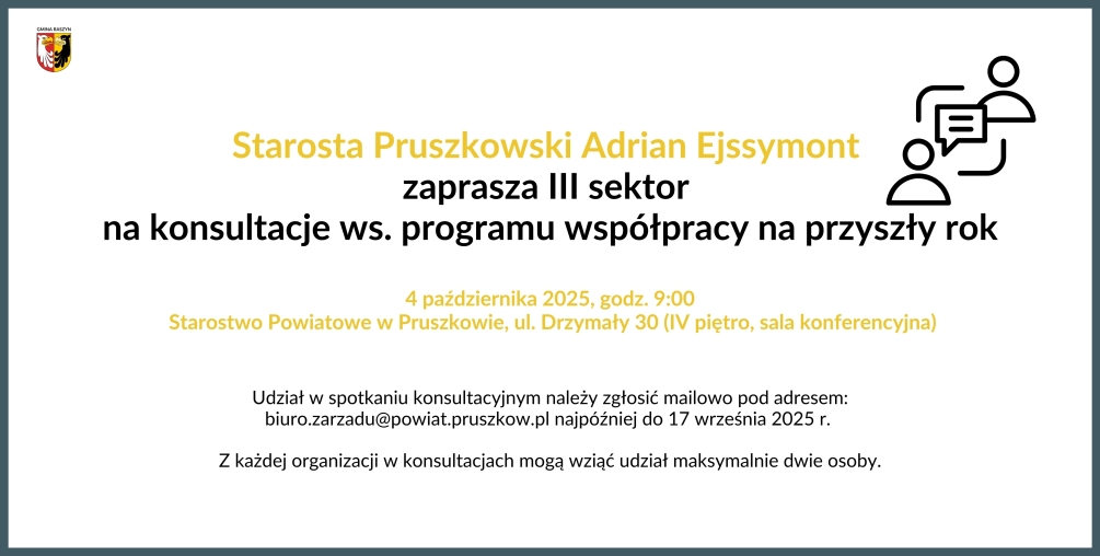 Starosta zaprasza III sektor na konsultacje ws. programu współpracy na przyszły rok