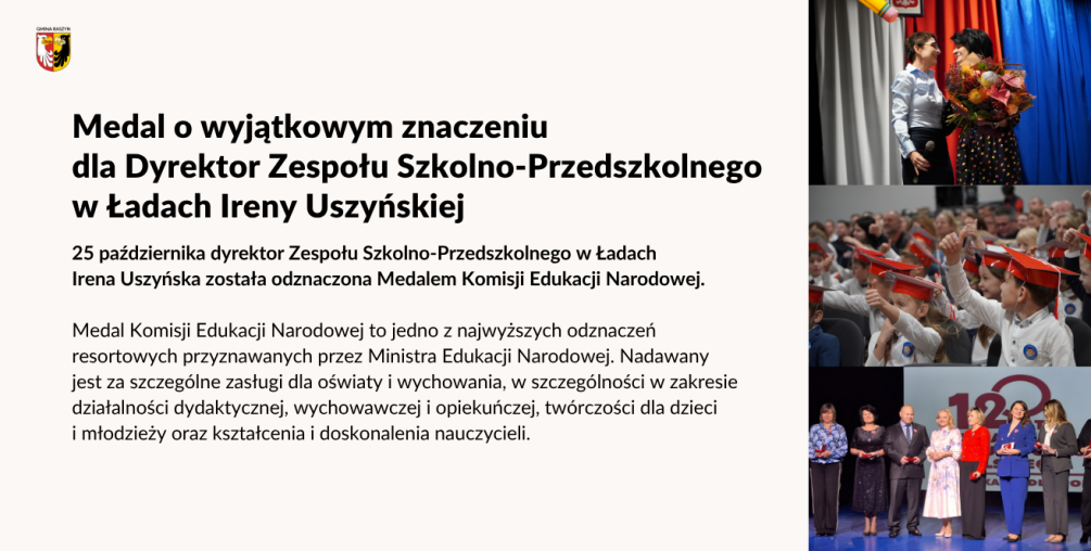 Medal Komisji Edukacji Narodowej dla Dyrektor Zespołu Szkolno-Przedszkolnego w Ładach