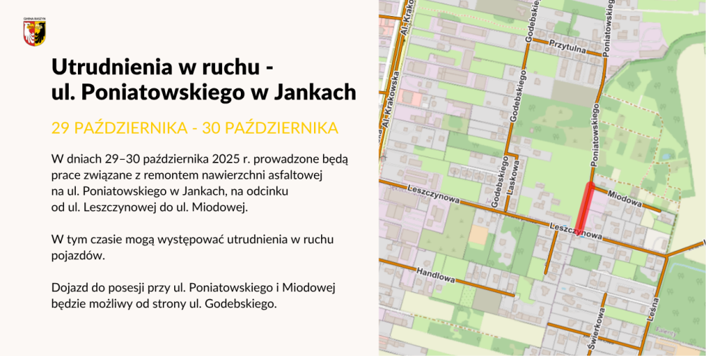 Remont ul. Poniatowskiego – utrudnienia w ruchu pojazdów
