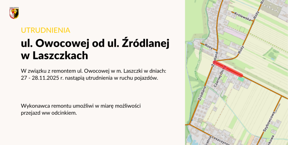 Utrudnienia w ruchu - Laszczki