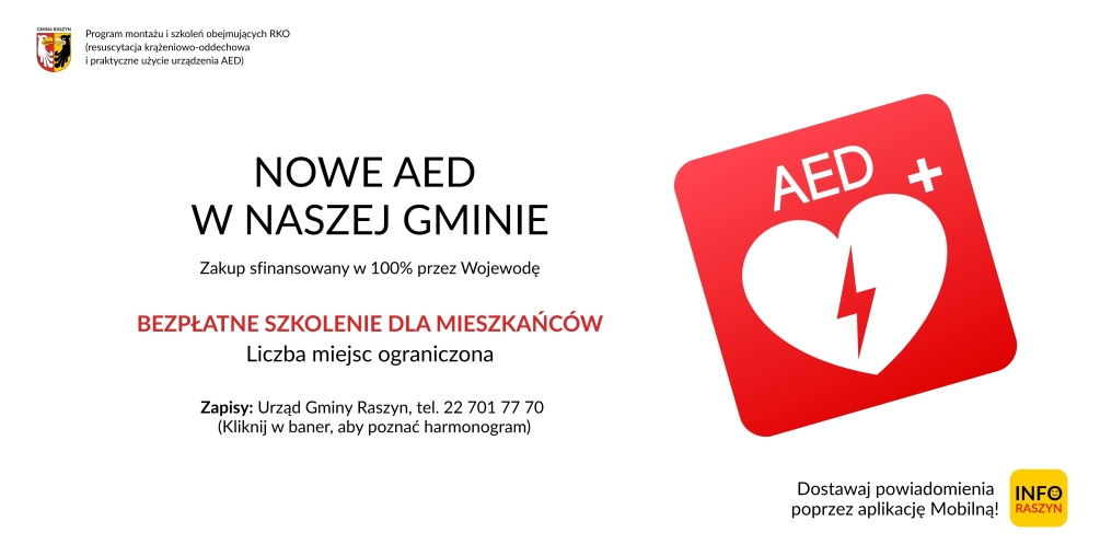 AED w Gminie Raszyn - bezpłatne szkolenia dla mieszkańców