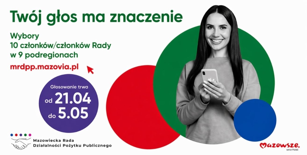 Zaproszenie do głosowania na kandydatki/kandydatów na członków Mazowieckiej Rady Działalności Pożytku Publicznego VII kadencji