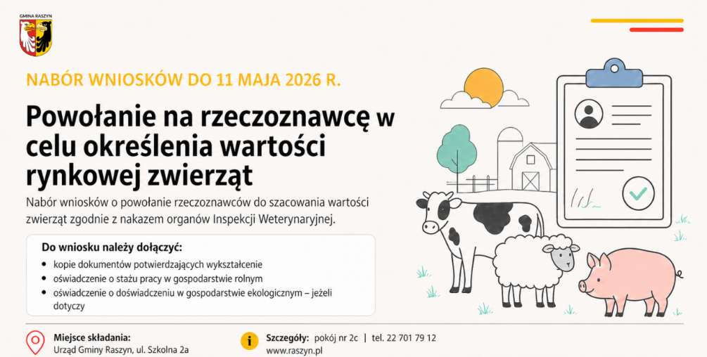 NABÓR WNIOSKÓW O POWOŁANIE NA RZECZOZNAWCĘ W CELU OKREŚLENIA  WARTOŚCI RYNKOWEJ ZWIERZĄT