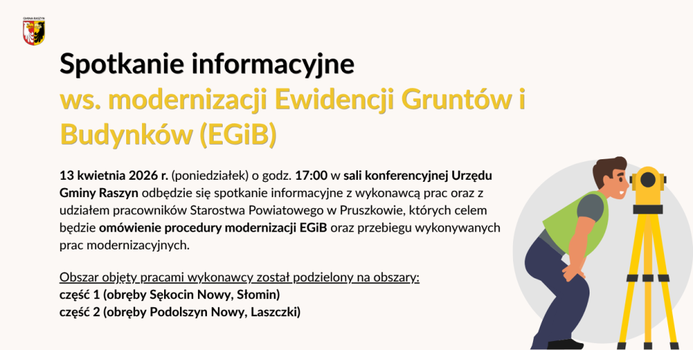 Spotkanie informacyjne w sprawie modernizacji Ewidencji Gruntów i Budynków w Gminie Raszyn