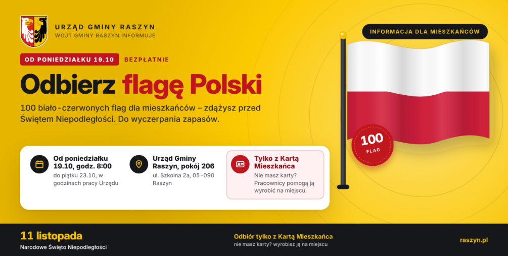 Bezpłatne flagi Polski dla mieszkańców – odbiór od poniedziałku 19 października
